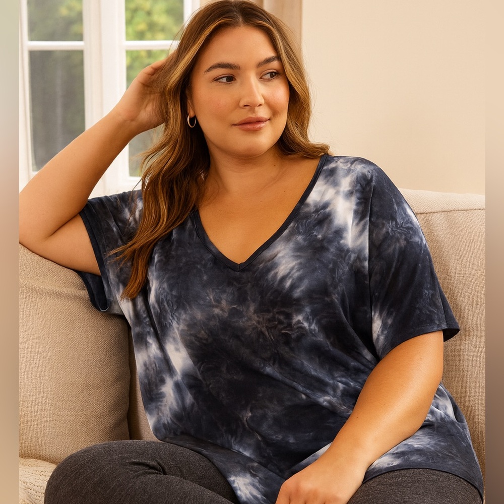 Entro Tie Dye V Neck Tee